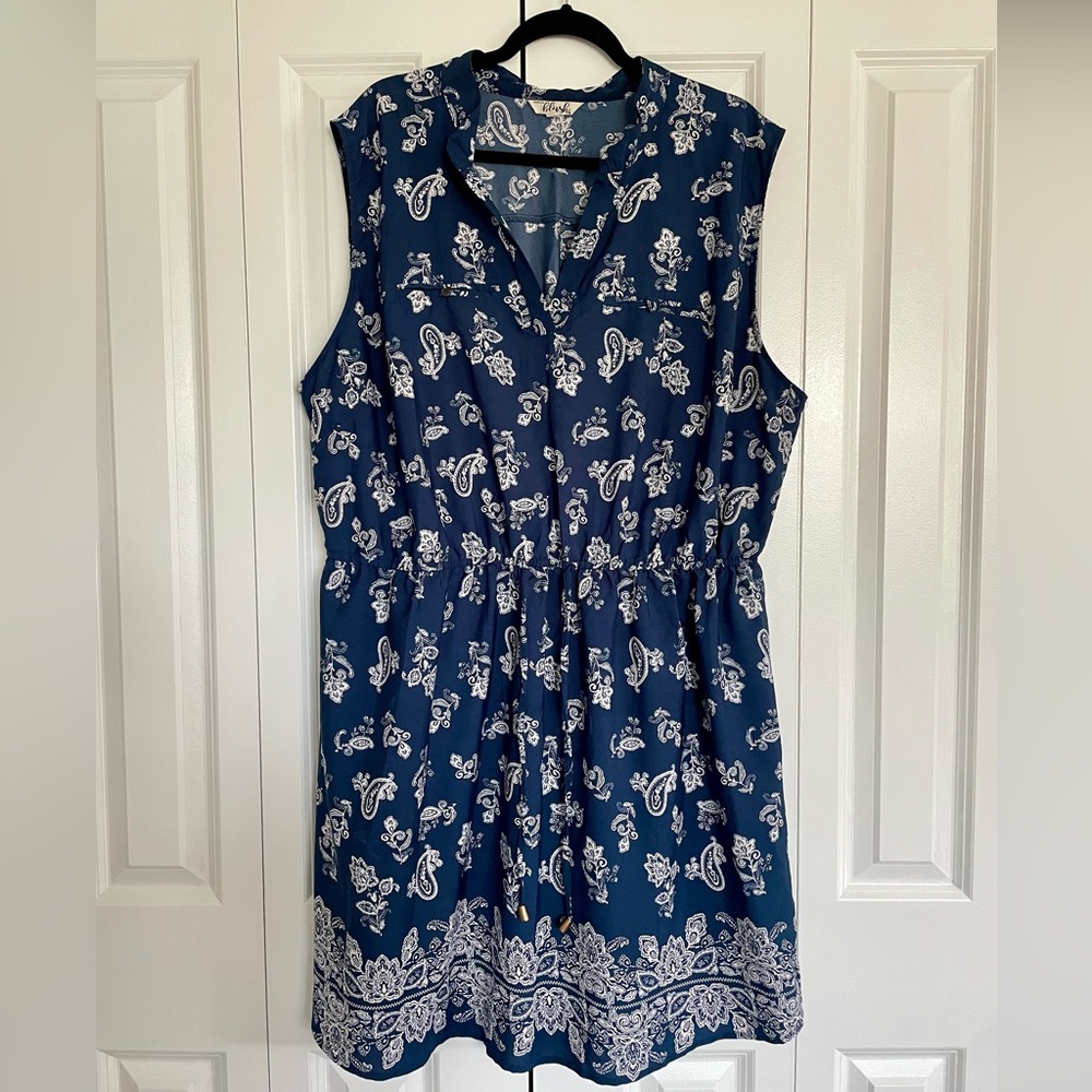 Blue paisley sleeveless dress